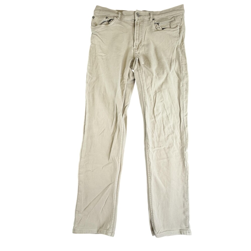 Faherty Jeans Mens 33x29 Beige Slim Straight Stretch Denim 5 Pocket MBC0021-STN
